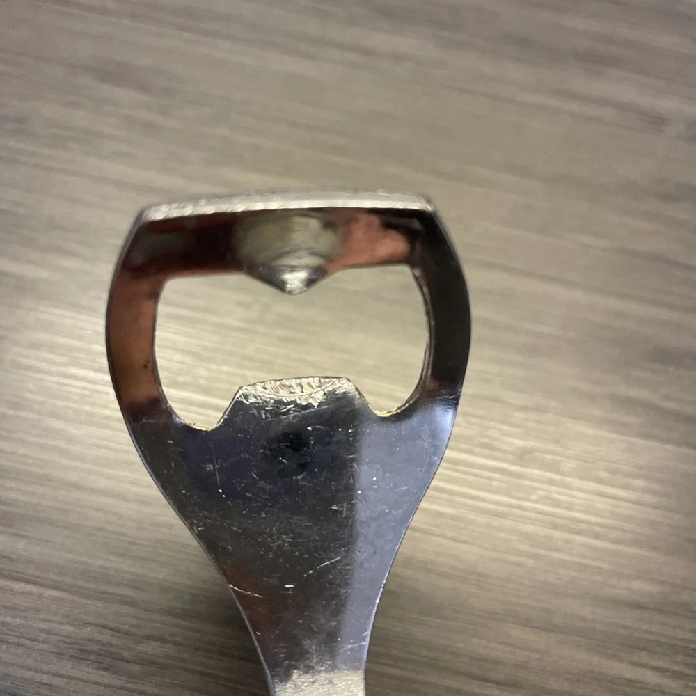 Bottle Opener With White Glass Handle‎ Purple And Gold Swirls
